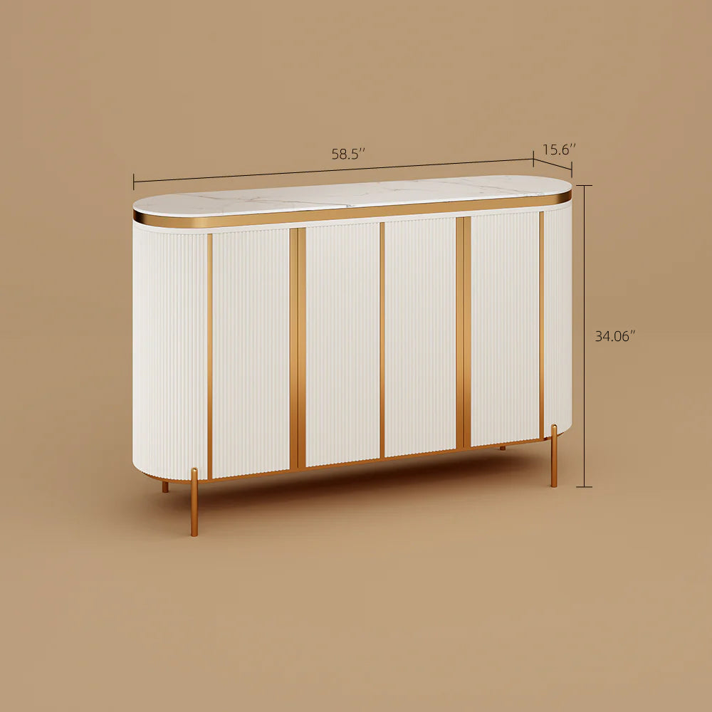 58.5" Elegant and Modern White and Gold Sideboard Cabinet with Ample Storage