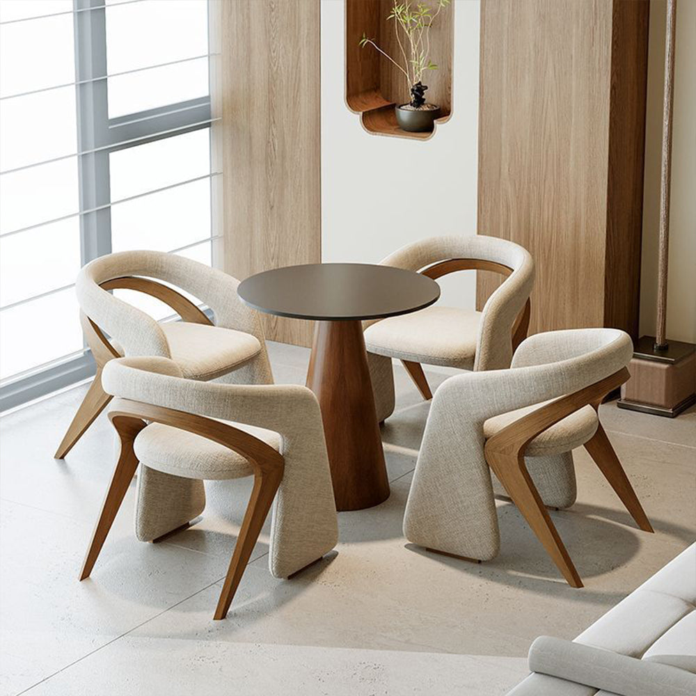 Modern Sculptural Accent Chair Upholstered Fabric with Solid Wood Frame Curved Artistic Design 1 Piece