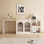 Load image into Gallery viewer, Multi-Functional Dining Table Rotating &amp; Foldable Sideboard Sintered Stone Top Storage Cabinet with Fluted Glass Doors

