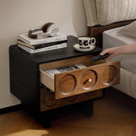 Load image into Gallery viewer, Mid Century Modern Walnut Nightstand with Geometric Drawer Design
