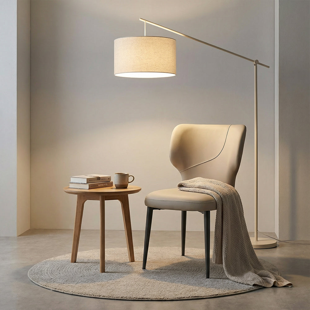 Modern Upholstered Dining Chair Minimalist Curved Back Soft Seat Accent Chair with Metal Legs