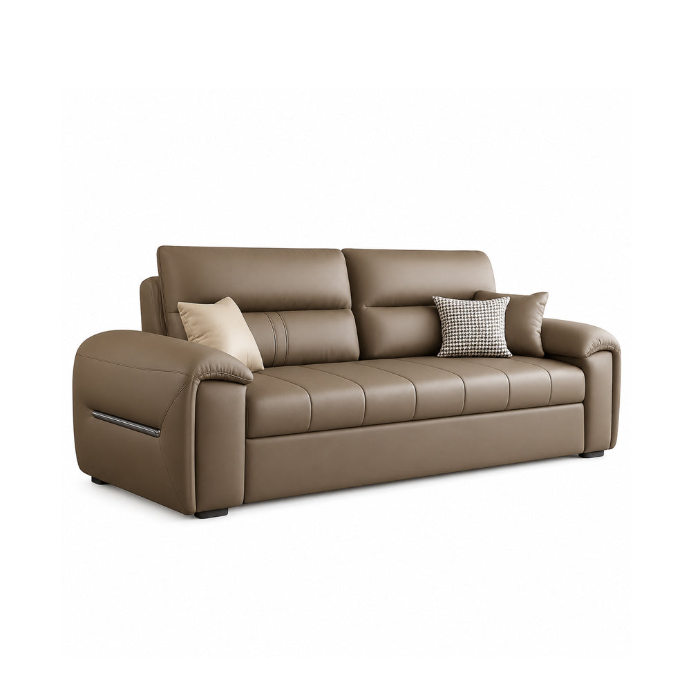 Modern Faux Leather Sofa Bed with Storage Convertible Couch for Living Room