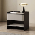 Load image into Gallery viewer, Modern Nightstand with Saddle Leather Finish Silent Drawer Rails
