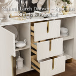 Load image into Gallery viewer, Sideboard Cabinet Modern Minimalist Ribbed Drawers Golden Base Marble Top Storage Unit
