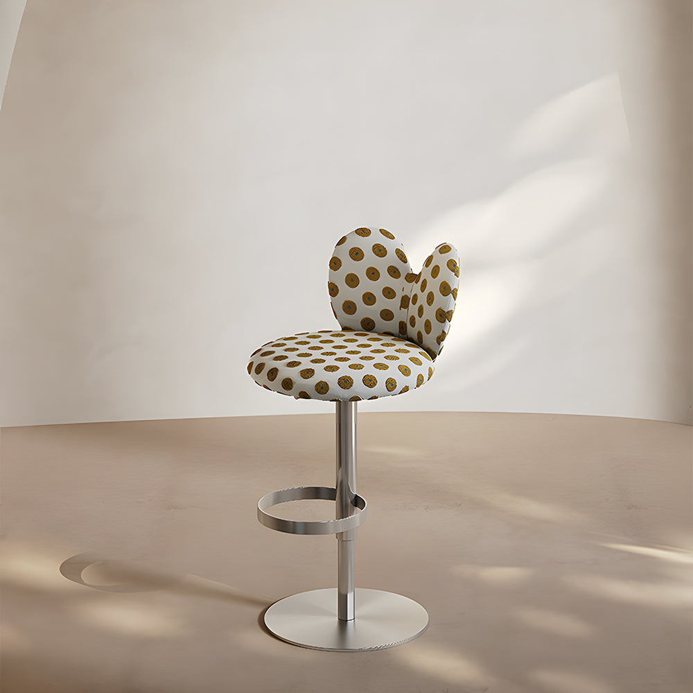 Modern Upholstered Adjustable Bar Stool with Petal Back 1 Piece