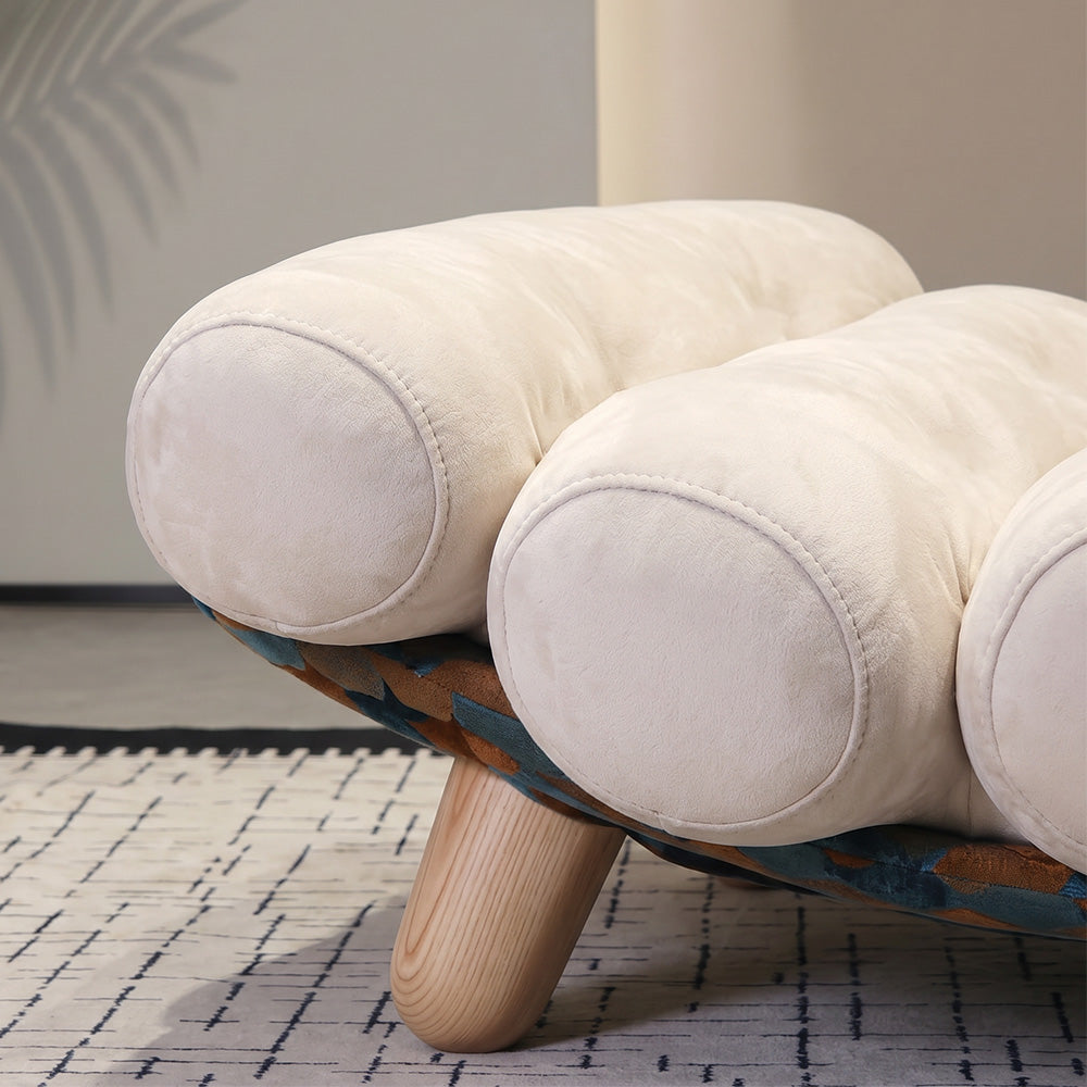 Modern Sculptural Lounge Chair with Plush Cushion and Solid Wood Legs