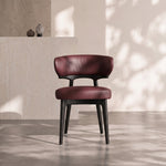 Load image into Gallery viewer, Ergonomic Curved Backrest Solid Wood Frame Faux Leather Dining Chair 1 Piece
