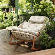 Modern Outdoor Rocking Lounge Chair with Cushioned Seat and Woven Frame