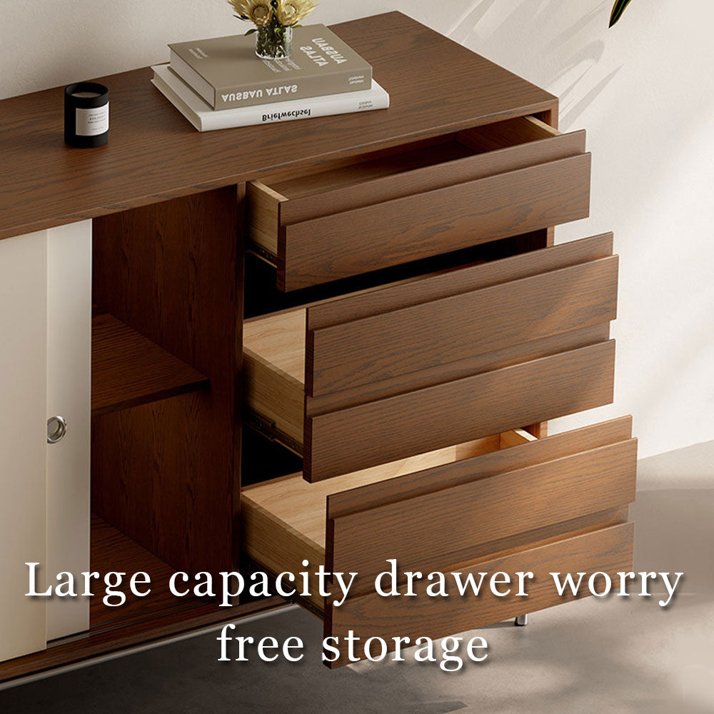 63" Classic Wood Buffet Sideboard Cabinet with Sliding Door and Drawers