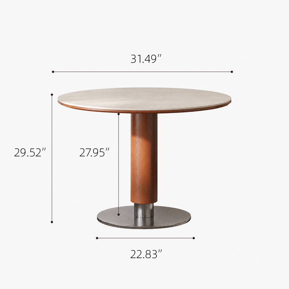 31.49" Modern Round Dining & Conversation Table with Marble-Effect Top and Stainless Steel Base