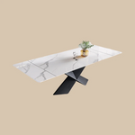 Load image into Gallery viewer, Modern Luxe Dining Suite Elegant White Extendable Table &amp; Gray-Gold Sideboard Set
