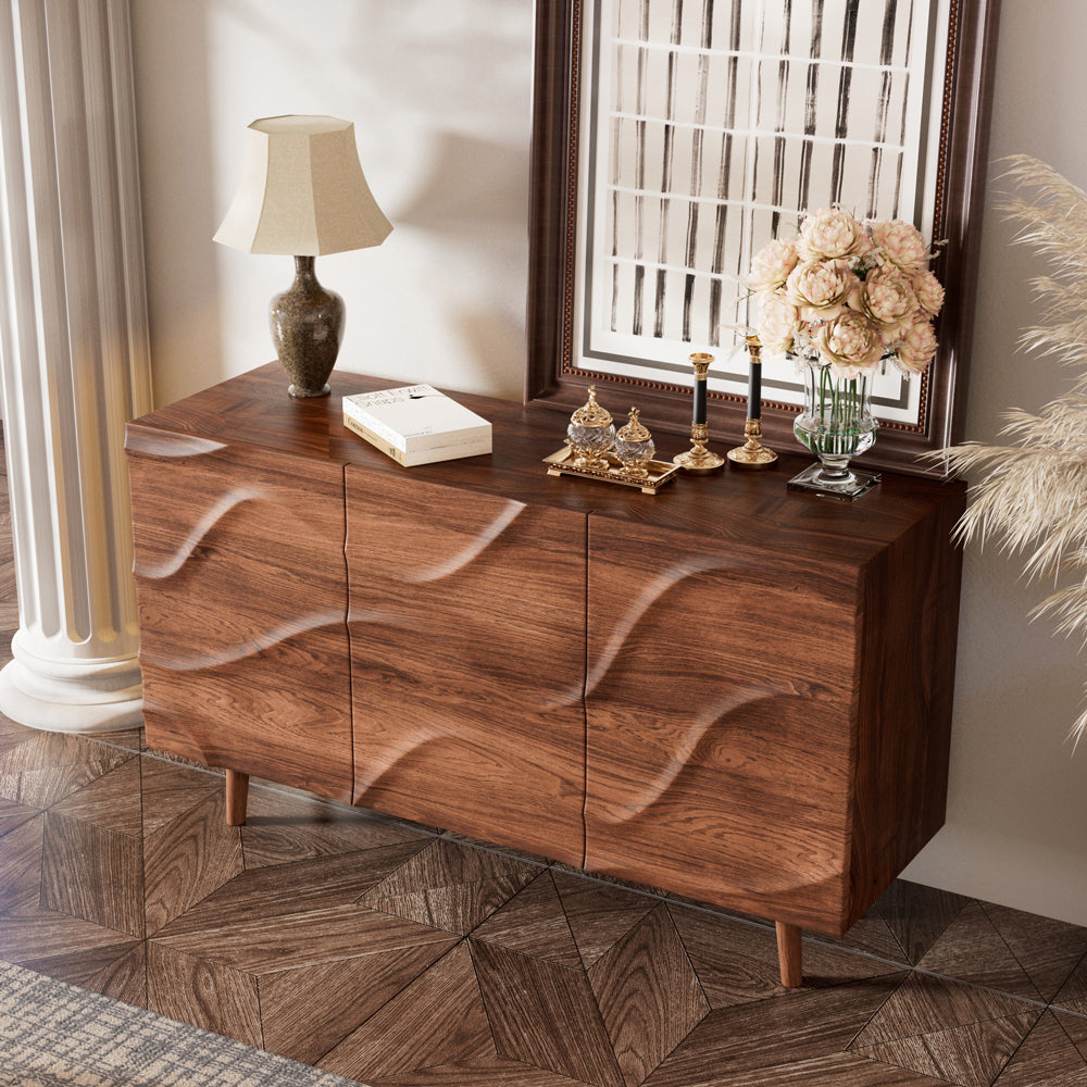 Modern Sideboard Wood 3-Door Cabinet Adjustable Shelves
