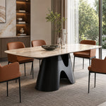 Load image into Gallery viewer, Sculptural Carbon Steel Base Calcined Grey Stone Oval Dining Table
