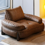 Load image into Gallery viewer, Modern Curved Leather Sofa Camel Upholstery Low Profile Contemporary Lounge Design
