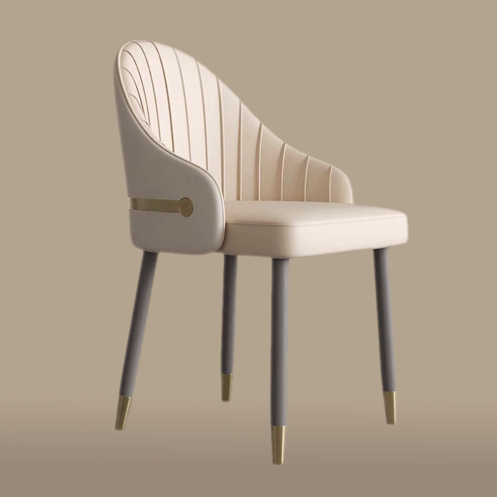 Set of 2 Modern Luxury Dining Chairs with Curved Backrest and Dual-Tone Upholstery