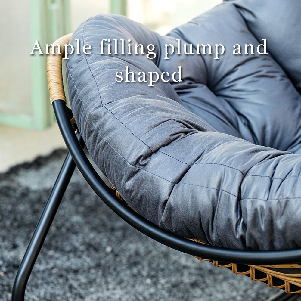 Modern Papasan Lounge Chair with Woven Rattan Frame and Plush Cushion