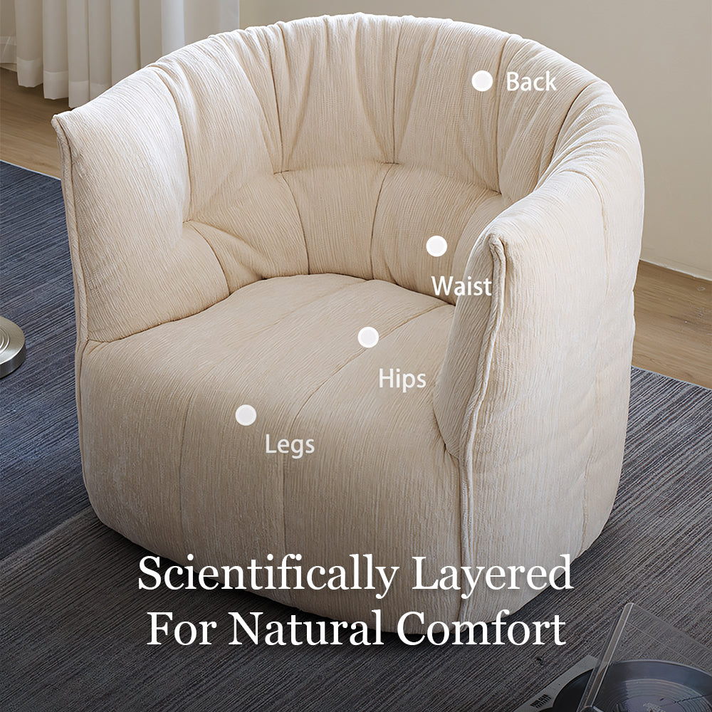 Modern Curved Lounge Chair Soft Upholstered Accent Chair Deep Seat Minimalist Armchair