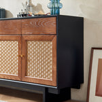 Load image into Gallery viewer, 63" Bohemian Style Rattan Door Credenza Sideboard With Storage
