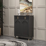 Load image into Gallery viewer, 55.1" Modern Luxury Shoe Cabinet with Arched Panel Doors &amp; Gold Accents Elegant Entryway Storage Sideboard
