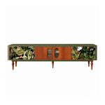 Load image into Gallery viewer, 82.6" Jungle Print Mid Century Wood TV Stand
