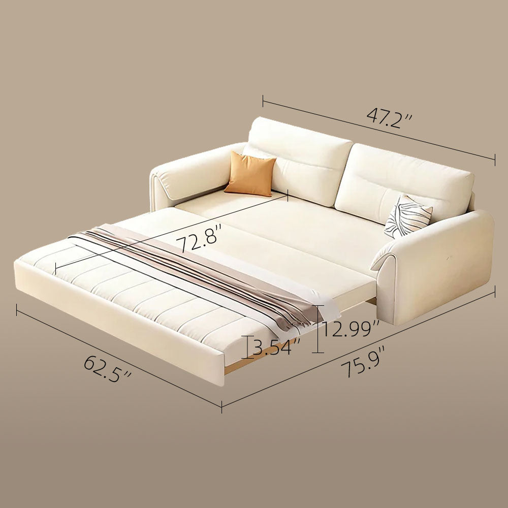 Convertible Sofa Bed Storage Drawer Soft Velvet Upholstery Solid Wood Frame
