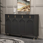 Load image into Gallery viewer, 55.1" Modern Luxury Shoe Cabinet with Arched Panel Doors &amp; Gold Accents Elegant Entryway Storage Sideboard
