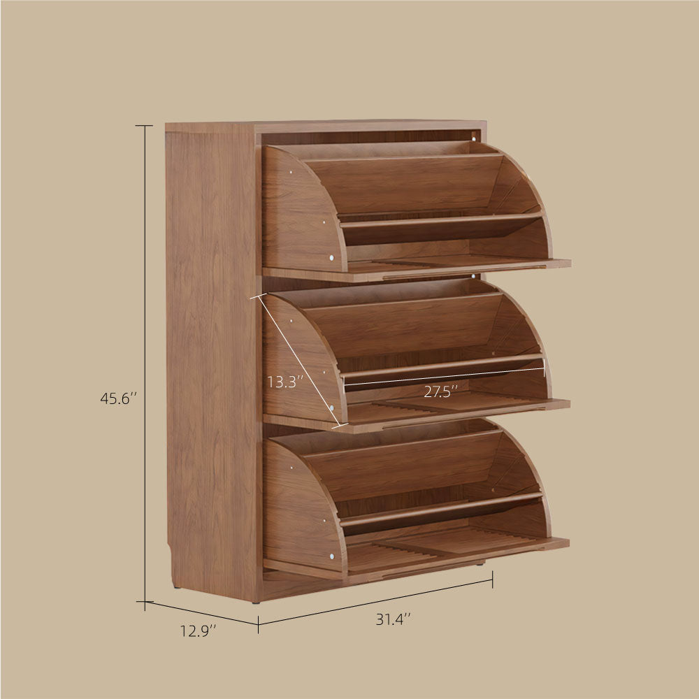 31.4'' Modern Wooden Flip-Door Shoe Cabinet Slim Space-Saving Entryway Storage Organizer