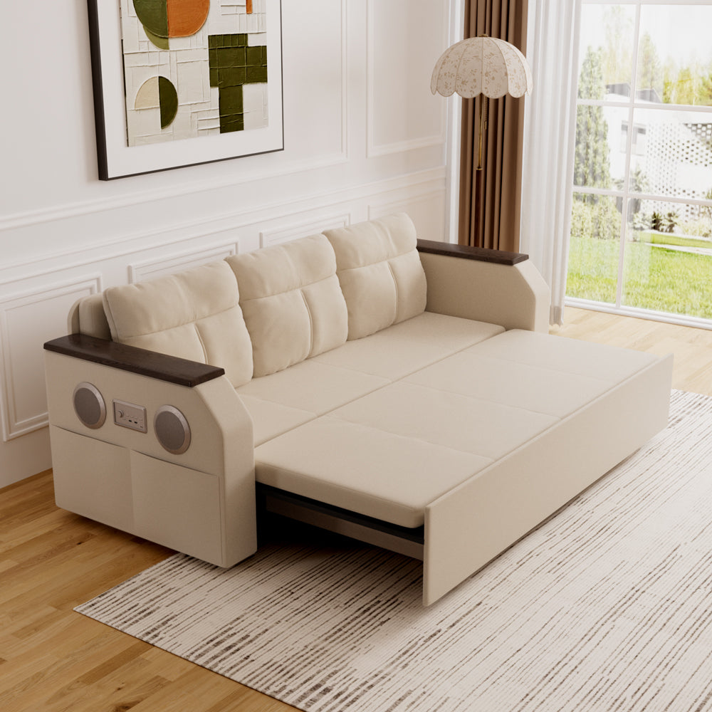 83'' Modern Convertible Sofa Bed with Storage Contemporary Upholstered Sleeper Sofa