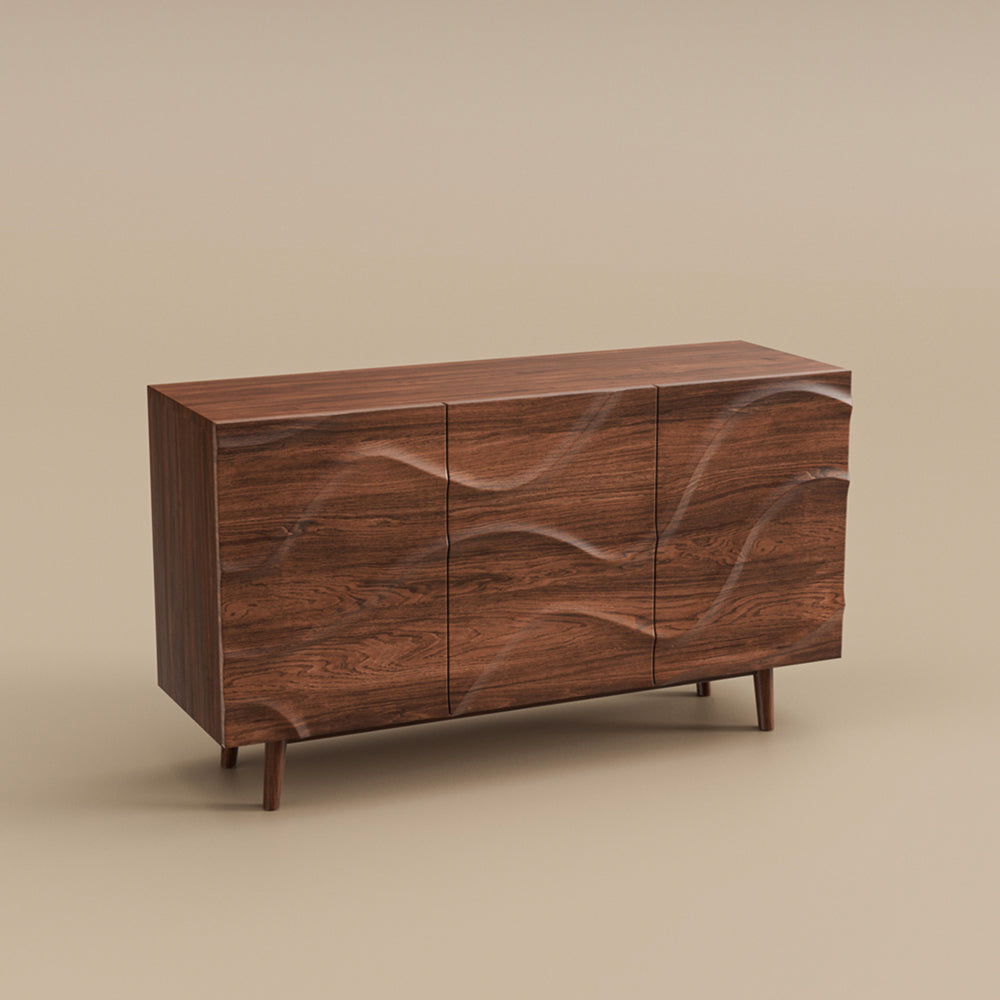 Modern Sideboard Wood 3-Door Cabinet Adjustable Shelves