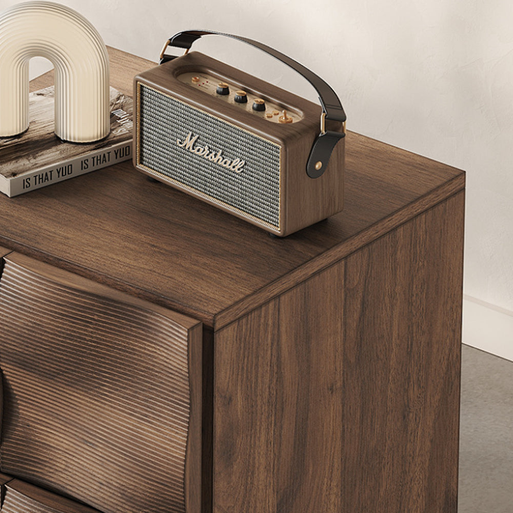 Modern Solid Wood Nightstand with Sculpted Drawer Design