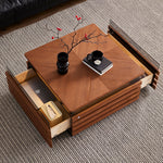 Load image into Gallery viewer, 29'' Square Walnut Coffee Table with Built-In LED Display Shelf

