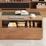 Load image into Gallery viewer, 51'' Walnut Lift-Top Coffee Table with Hidden Storage Drawers and Open Shelves
