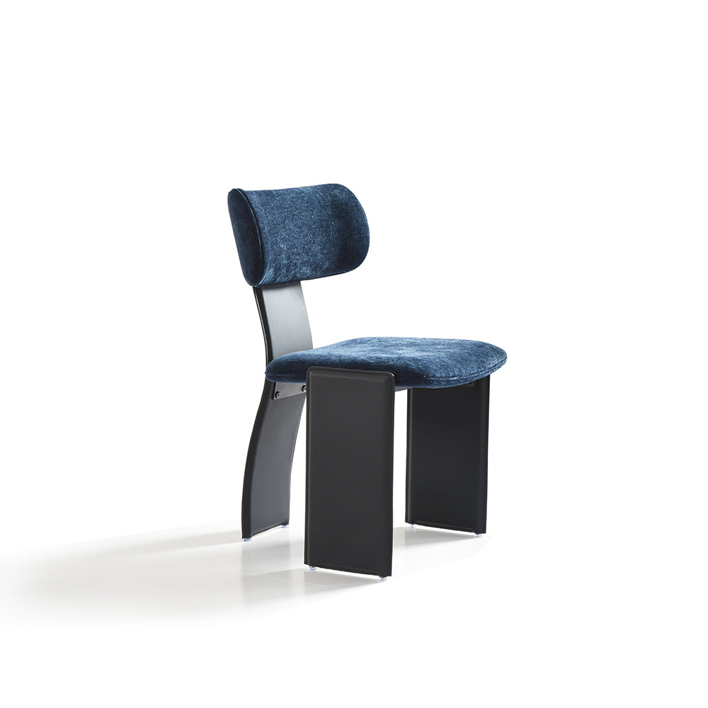 Modern Blue Upholstered Dining Chair with Black Metal Frame 1 Piece