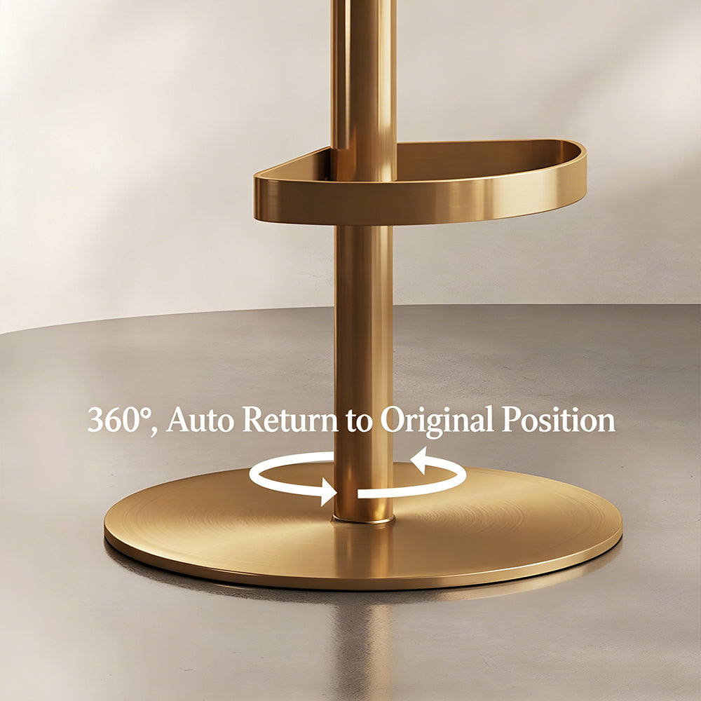 1 Piece Modern Upholstered Adjustable Bar Stool with Gold Metal Base