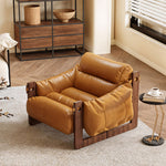 Load image into Gallery viewer, Modern Oil Waxed Leather Lounge Chair Solid Wood Frame Deep Seat Vintage Accent Armchair

