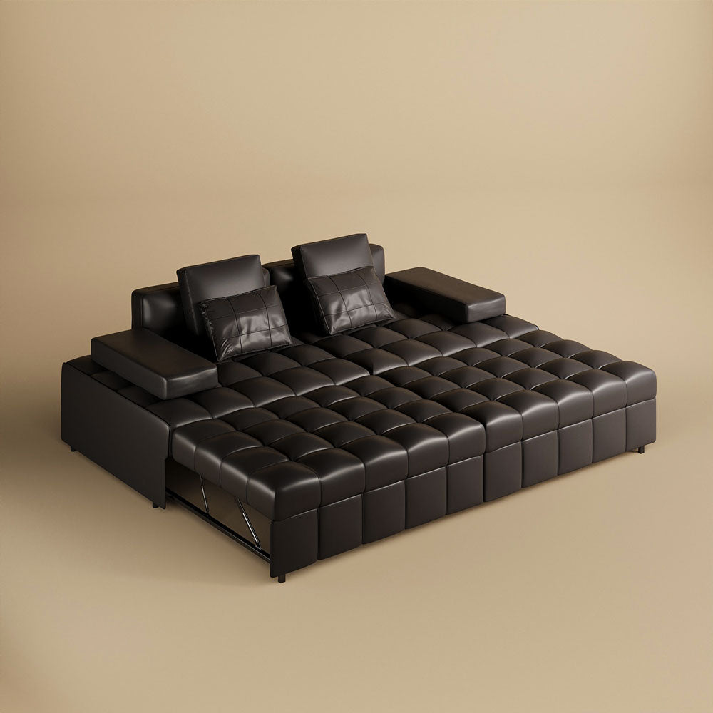 Modern Black Faux-Leather Sofa Bed Convertible Spacious and Stylish