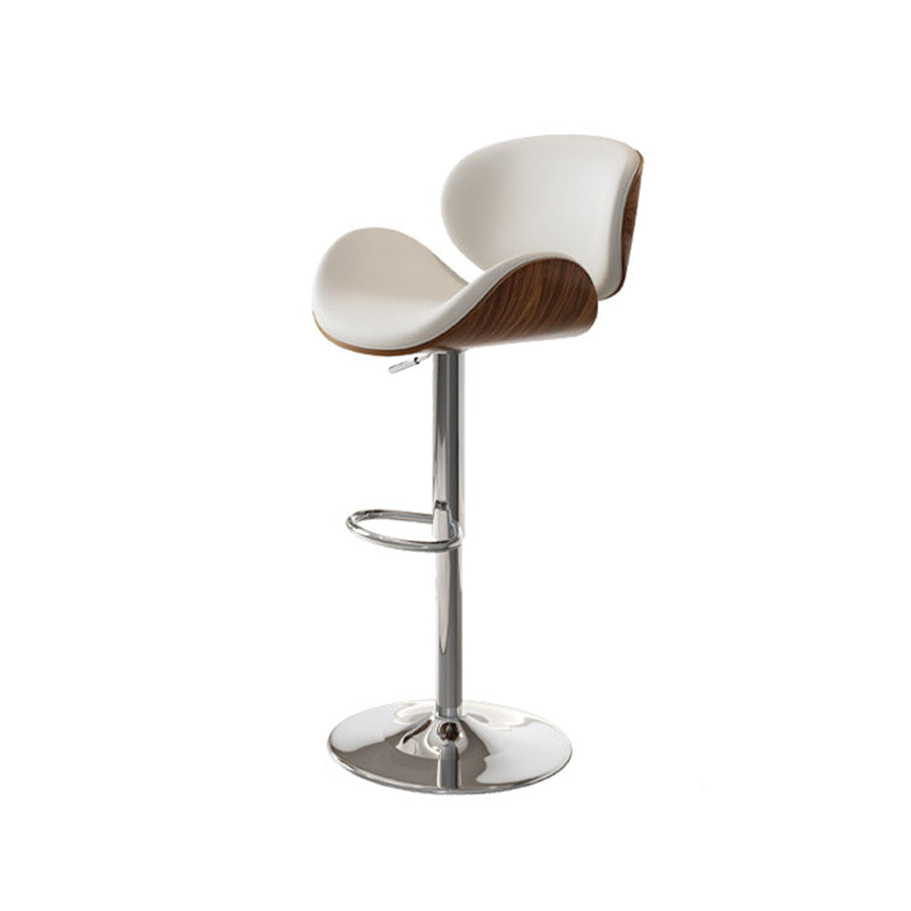 Modern Walnut Bentwood Adjustable Bar Stool Upholstered Swivel Counter Chair 1 Piece
