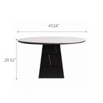 Load image into Gallery viewer, 47.2" Modern Round Dining Table with Sintered Stone Top and Geometric Pedestal Base
