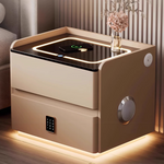 Load image into Gallery viewer, Smart Leather Nightstand with LED Ambience Light Wireless Charging Bluetooth Speaker and Digital Password Lock
