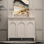 Load image into Gallery viewer, 55.1" Modern Luxury Shoe Cabinet with Arched Panel Doors &amp; Gold Accents Elegant Entryway Storage Sideboard
