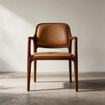 Load image into Gallery viewer, Modern Walnut Wood Dining Chair with Brown Upholstered Seat and Back 1 Piece
