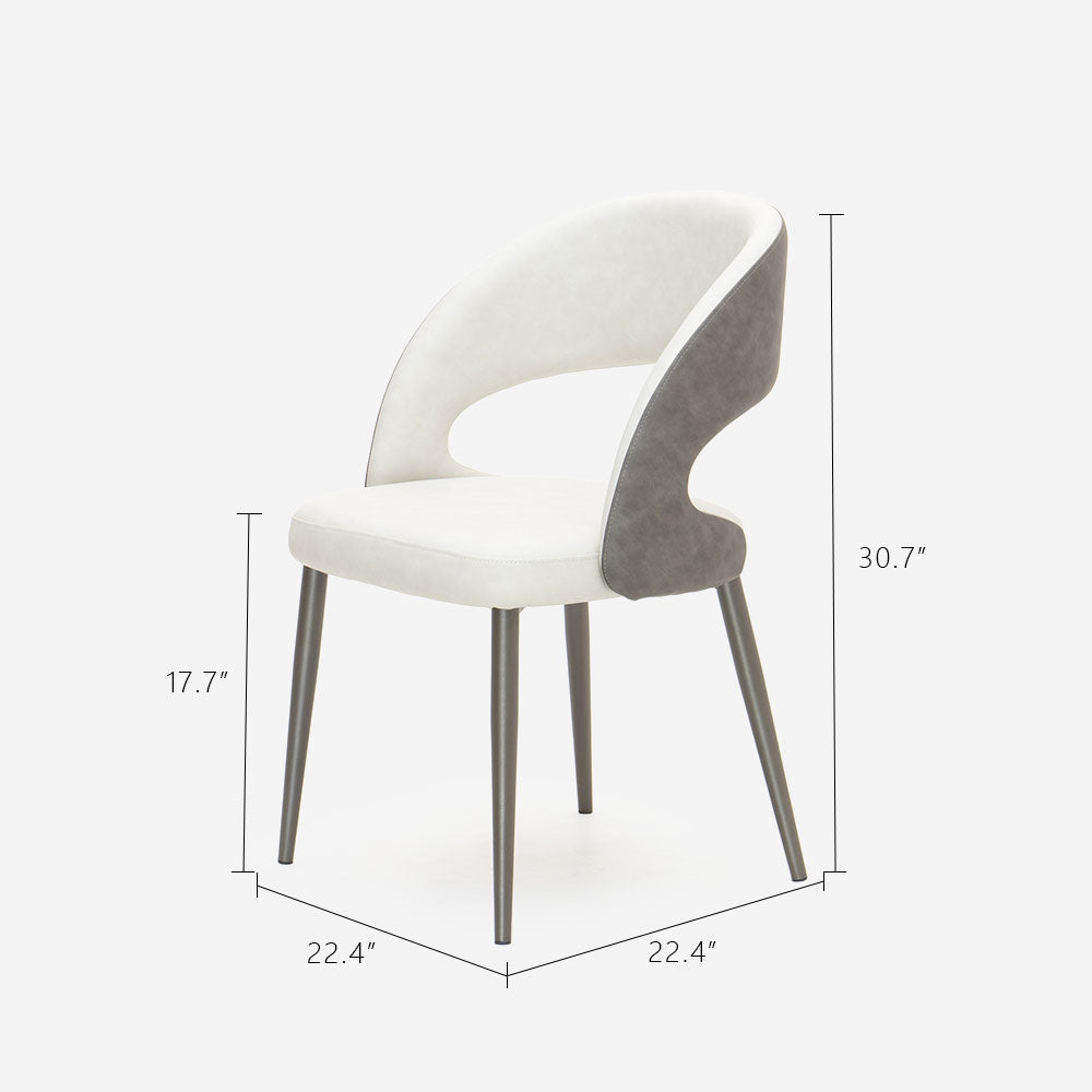 Modern Cream Dining Chair with Curved Open Back and Metal Legs 1 Piece