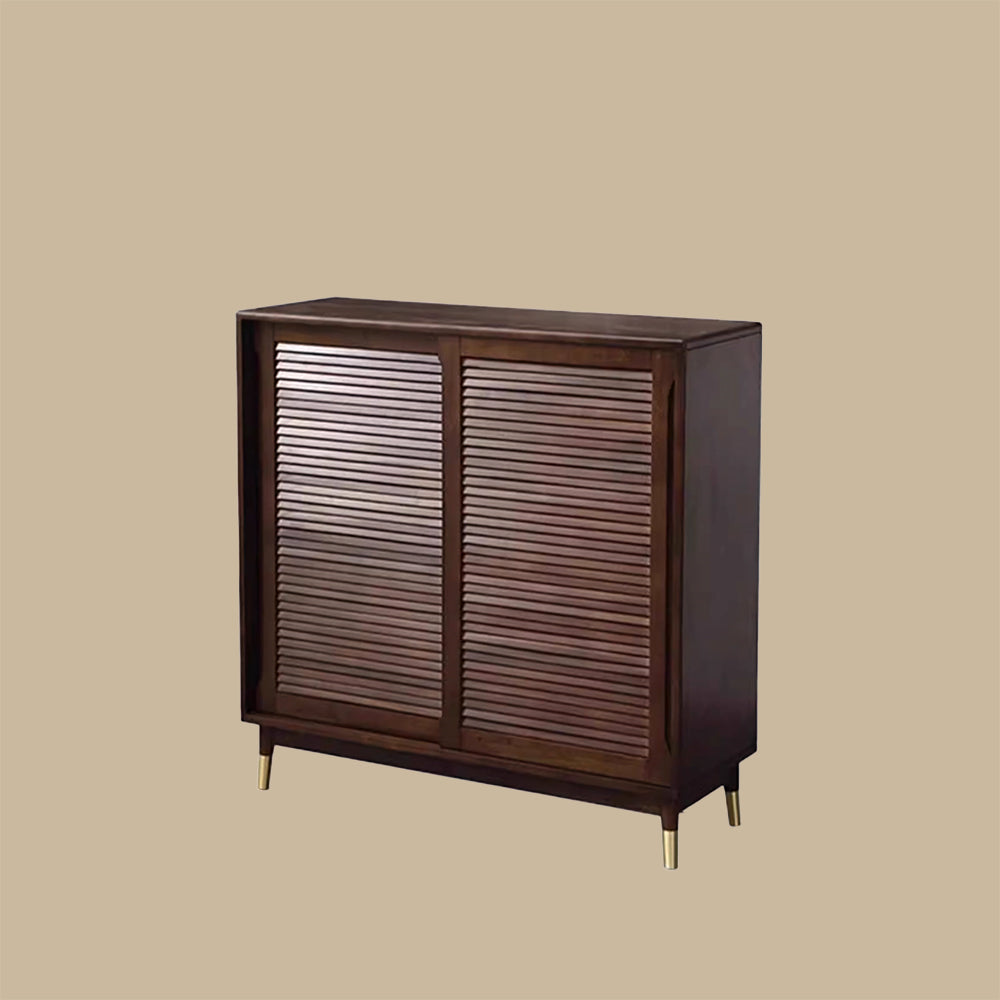 39.3'' Modern Wooden Louvered Door Shoe Cabinet Large Capacity Hidden Shoe Storage