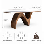 Load image into Gallery viewer, Modern Dining Table with Marble-Like Stone Top and Sculptural Wooden Base
