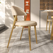 2 PCS PU Upholstered Dining Chair with Polished Gold Metal Legs