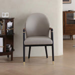 Load image into Gallery viewer, Modern Upholstered Dining Chair Set of 2 Curved Back Accent Chair with Faux Leather Armrests and Ash Wood Legs
