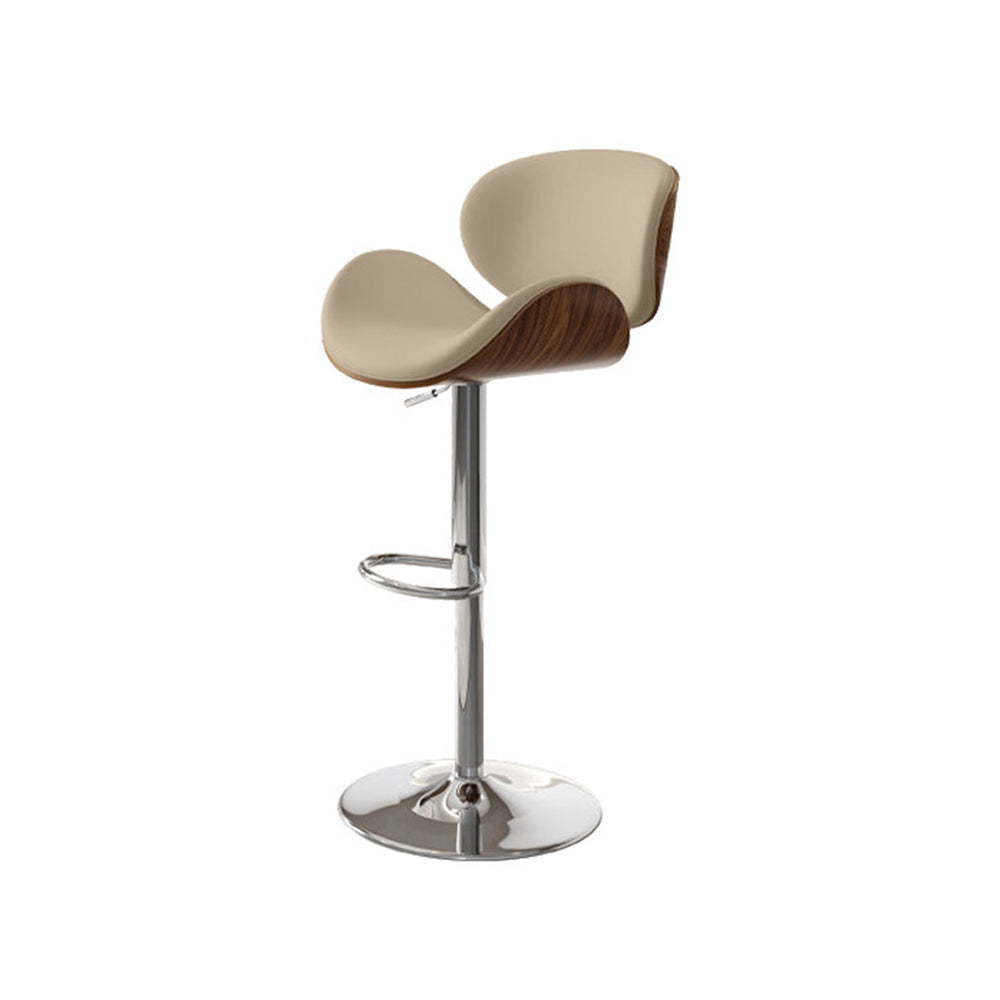 Modern Walnut Bentwood Adjustable Bar Stool Upholstered Swivel Counter Chair 1 Piece
