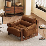 Load image into Gallery viewer, Modern Oil Waxed Leather Lounge Chair Solid Wood Frame Deep Seat Vintage Accent Armchair
