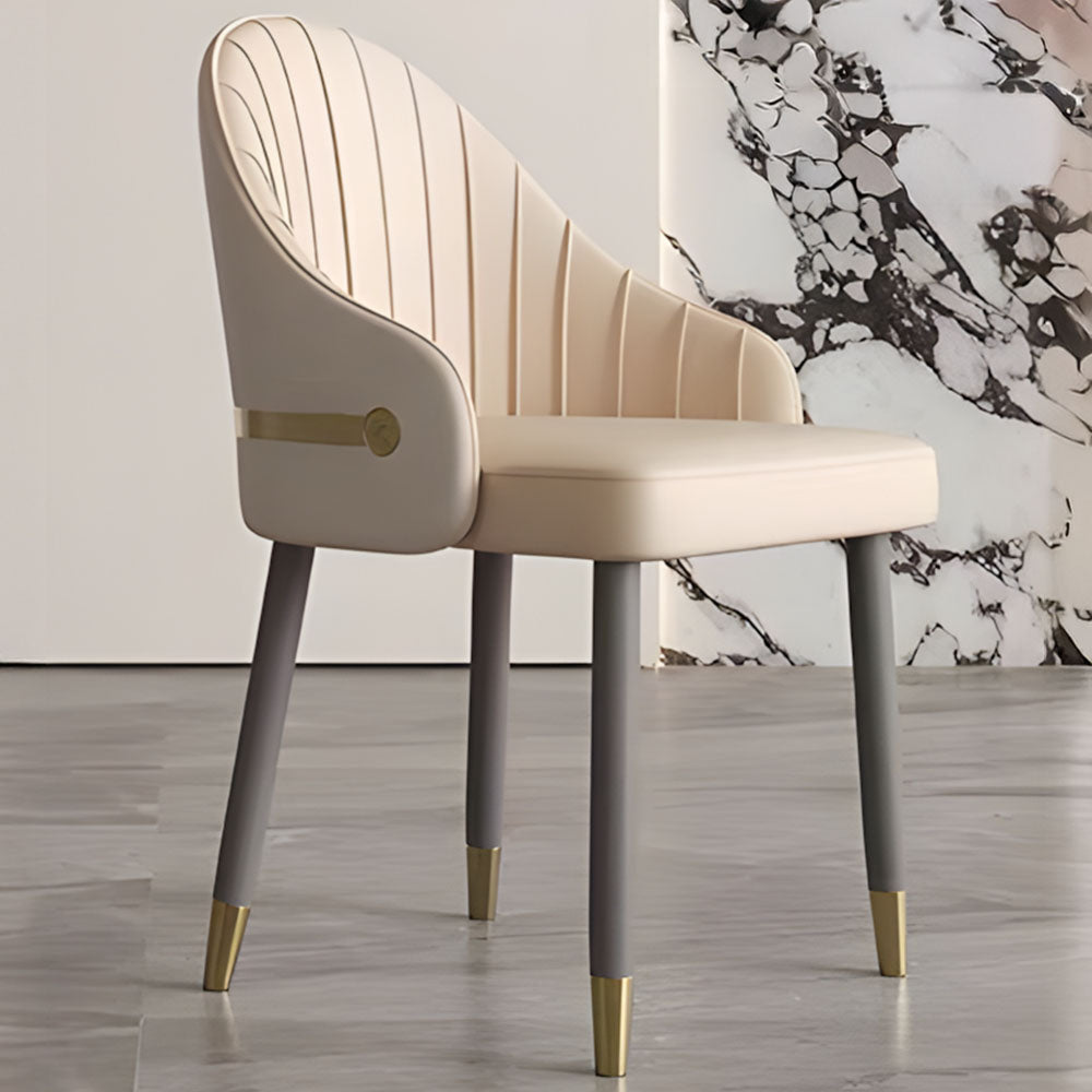 Set of 2 Modern Luxury Dining Chairs with Curved Backrest and Dual-Tone Upholstery