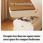 Load image into Gallery viewer, Convertible Vanity Desk with LED Mirror Transforms into Nightstand Height Adjustable Makeup Table with Storage Drawers
